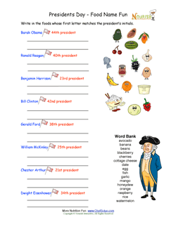 president's day healthy free printables for kids